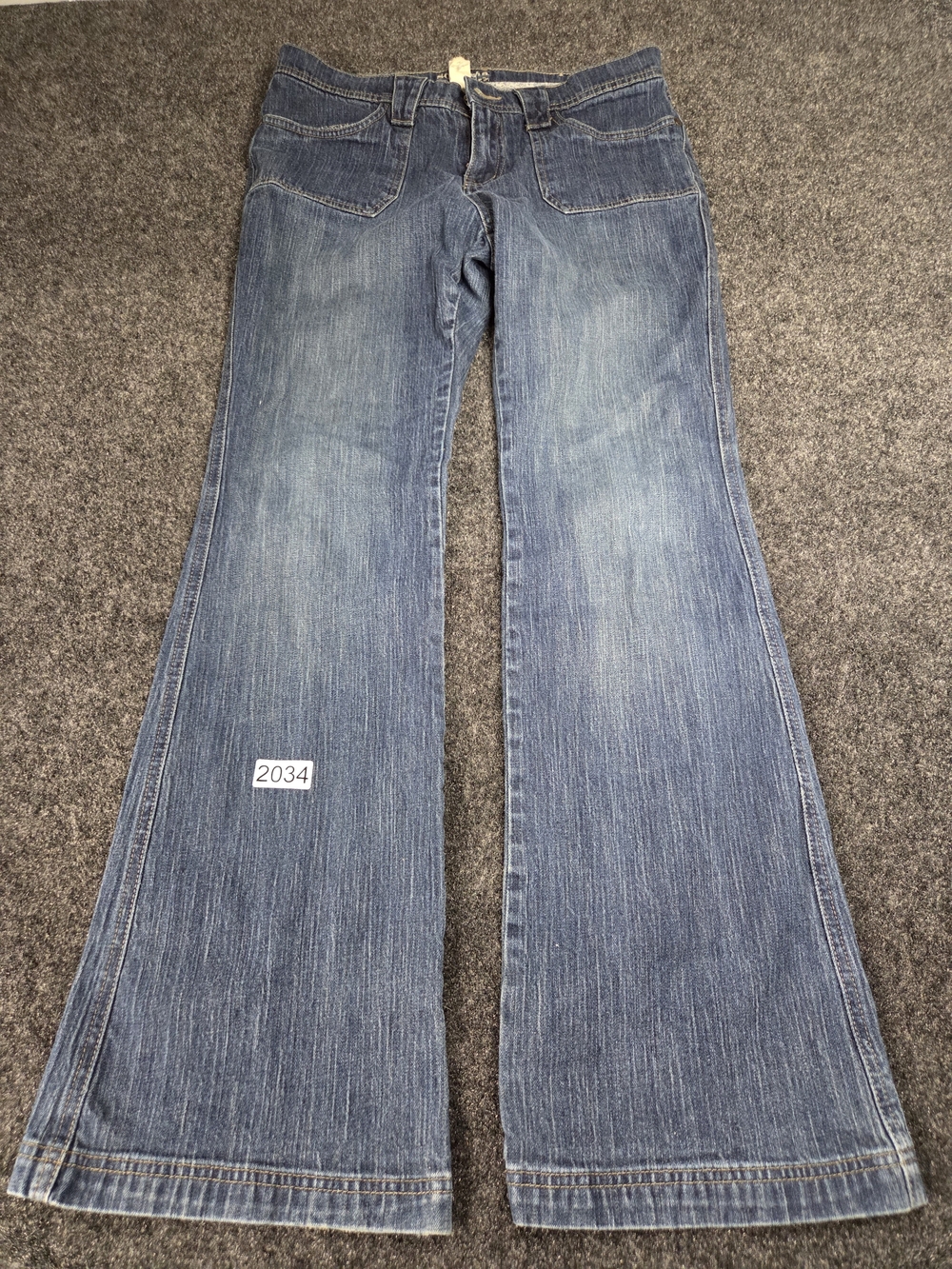 Sonoma Life + Style Womens 8 Y2K Flare Jeans Blue Denim Mid Rise Patch Pocket